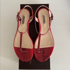 Bottega Veneta Red Snakeskin Sandals